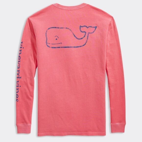 Vineyard Vines Garment Dyed Vintage Whale Long-Sleeve Pocket Graphic Tee Small - Picture 2 of 7